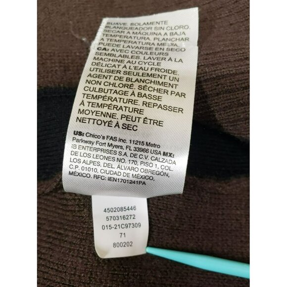 Chicos Brown Knit Tunic Sweater, Black Trim, Side Button Detail, Womens Size XL - Picture 9 of 9